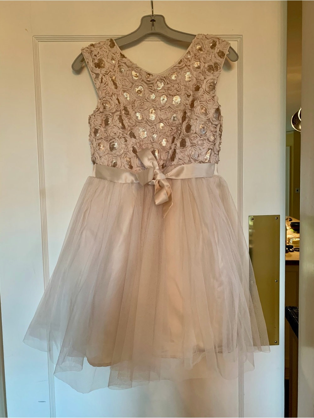 Zunie Blush Pink Floral Sequin Tulle Party Dress